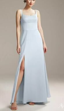 AW BRIDAL 6 S baby blue Eunice satin formal wedding prom maxi dress NEW 0B6